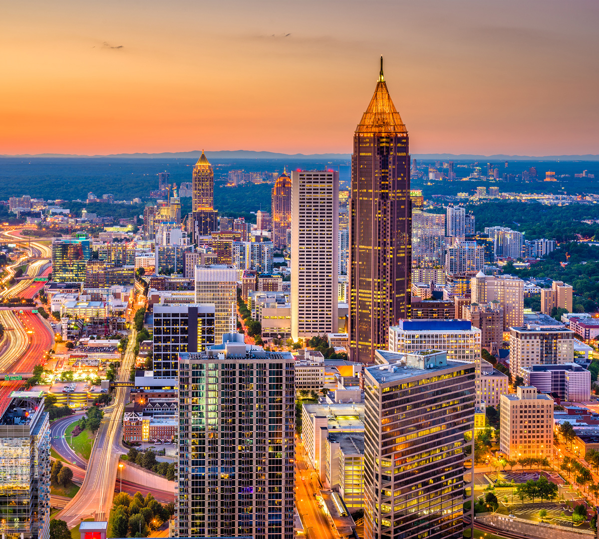Atlanta, Georgia skyline at sunset
